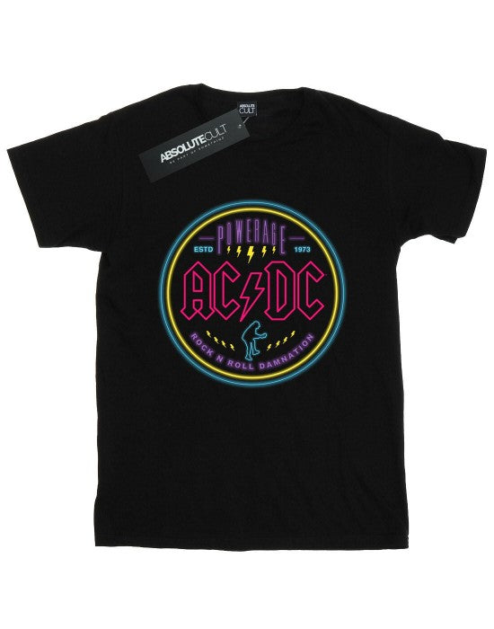 Front - AC/DC Womens/Ladies Circle Neon Cotton Boyfriend T-Shirt