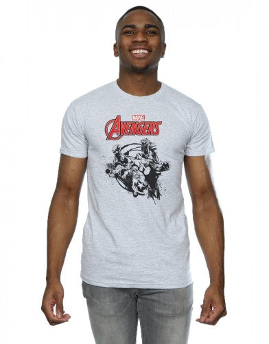 Heather Grey - Back - Marvel Mens Avengers Team Burst T-Shirt