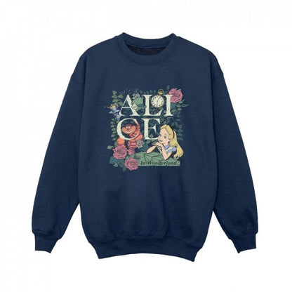 Front - Disney Boys Alice In Wonderland Leafy Garden Sweatshirt
