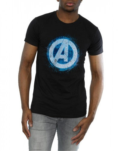 Black - Side - Marvel Mens Avengers Glowing Logo T-Shirt