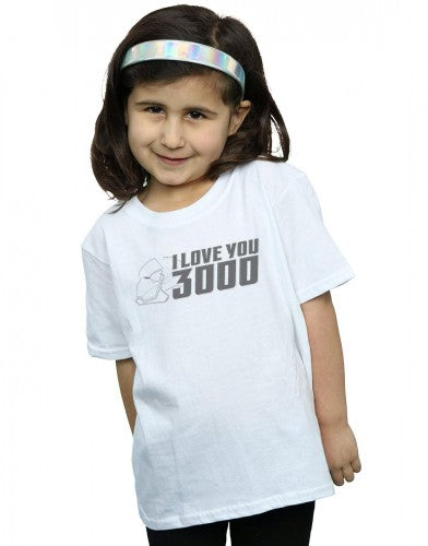 White - Back - Marvel Girls Avengers Endgame I Love You 3000 Helmet Cotton T-Shirt