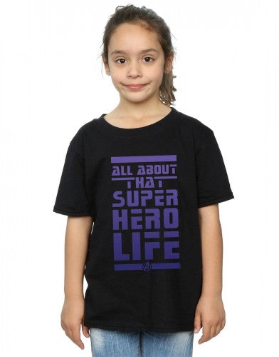 Black - Back - Marvel Girls Avengers Endgame Superhero Life Cotton T-Shirt