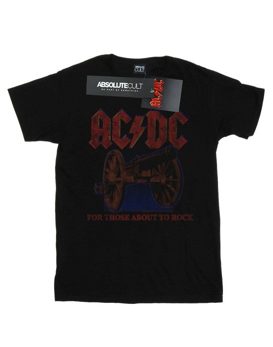 Front - AC/DC Womens/Ladies For Those About To Rock Canon Cotton Boyfriend T-Shirt