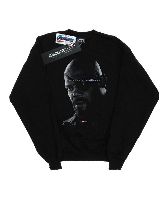 Front - Marvel Mens Avengers Endgame Avenge The Fallen Nick Fury Cotton Sweatshirt