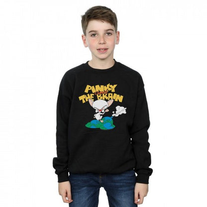 Black - Back - Animaniacs Boys The Brain World Domination Sweatshirt