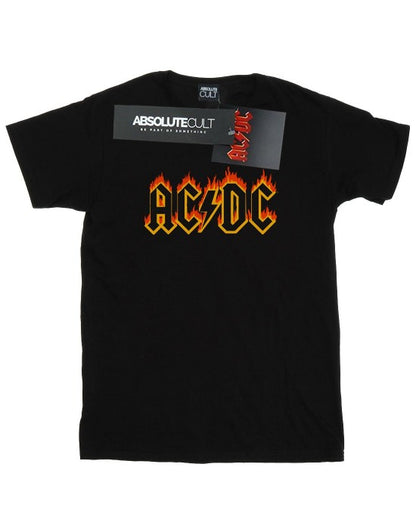Front - AC/DC Womens/Ladies Flames Logo Cotton Boyfriend T-Shirt