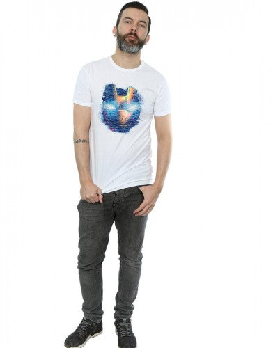 White - Lifestyle - Marvel Mens Iron Man Distressed Head T-Shirt