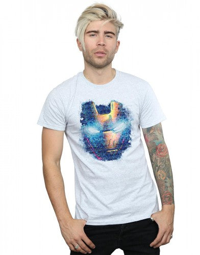 Sports Grey - Back - Marvel Mens Iron Man Distressed Head T-Shirt