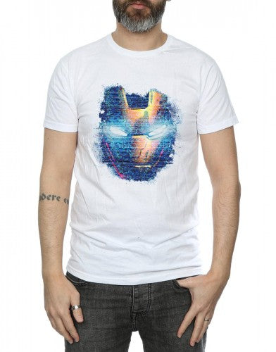 White - Side - Marvel Mens Iron Man Distressed Head T-Shirt