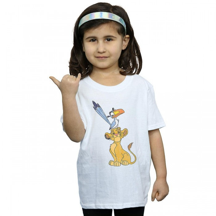Front - The Lion King Girls Simba and Zazu Cotton T-Shirt