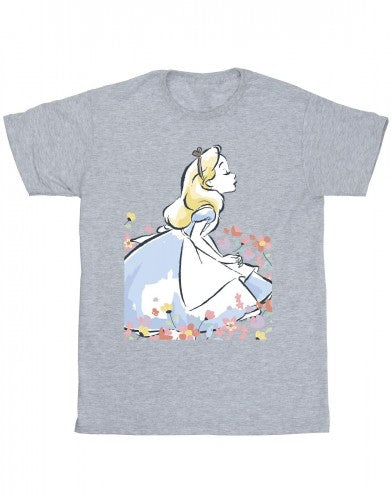 Front - Disney Boys Alice In Wonderland Sketch Flowers T-Shirt
