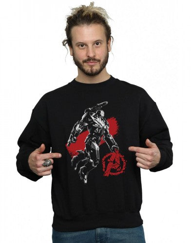 Black - Back - Marvel Mens Avengers Endgame Mono War Machine Cotton Sweatshirt