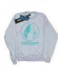 Front - DC Comics Girls Aquaman Aqua Logo Sweatshirt