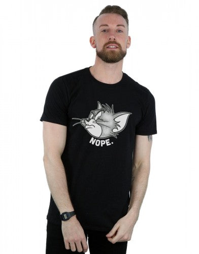 Black - Lifestyle - Tom and Jerry Mens Nope Face Cotton T-Shirt