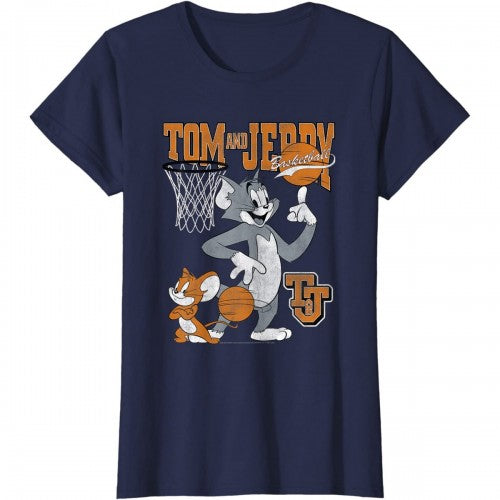 Front - Tom and Jerry Womens/Ladies Spinning Basketball Cotton T-Shirt