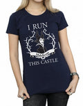 Navy Blue - Side - Maleficent Womens-Ladies I Run This Castle Cotton T-Shirt