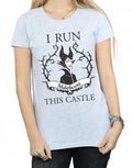 Sports Grey - Side - Maleficent Womens-Ladies I Run This Castle Cotton T-Shirt