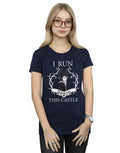 Navy Blue - Back - Maleficent Womens-Ladies I Run This Castle Cotton T-Shirt