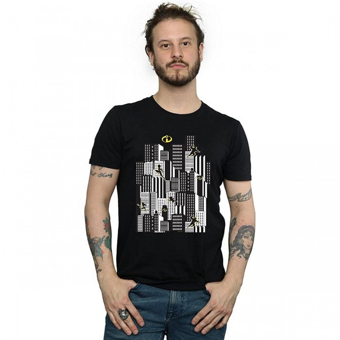 Front - The Incredibles Mens Skyline Cotton T-Shirt