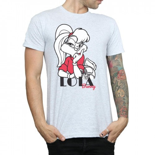 Sports Grey - Back - Looney Tunes Mens Classic Lola Bunny Cotton T-Shirt