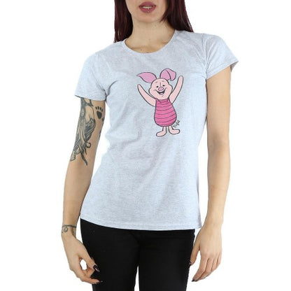 Front - Winnie the Pooh Womens/Ladies Piglet Heather T-Shirt