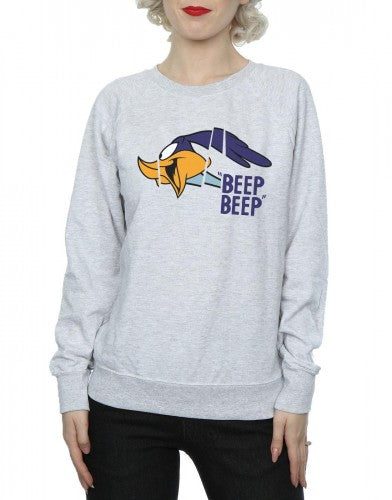 Heather Grey - Side - Looney Tunes Womens-Ladies Beep Beep Road Runner Cotton Sweatshirt