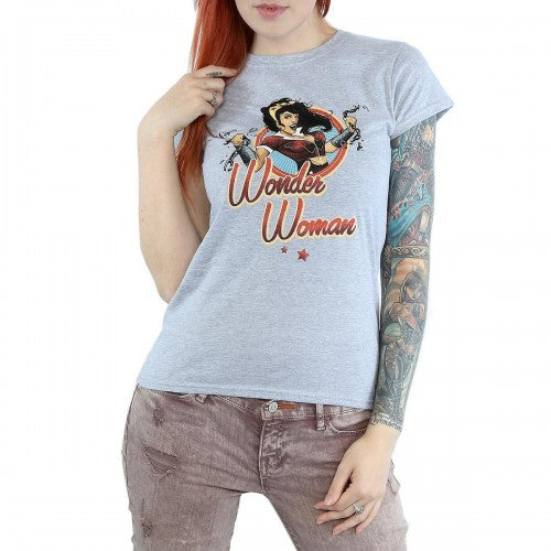 Front - Wonder Woman Womens/Ladies Bombshells Badge Heather T-Shirt