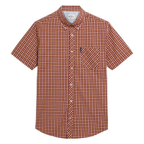 Front - Ben Sherman Mens Signature House Checked Short-Sleeved Shirt