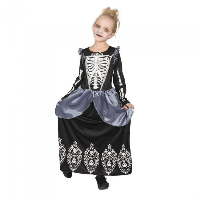 Front - Bristol Novelty Girls Skeleton Princess Costume