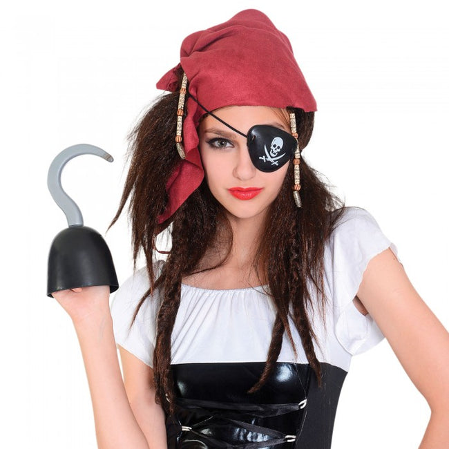 Front - Bristol Novelty Womens/Ladies Pirate Wig With Bandana And Eyepatch