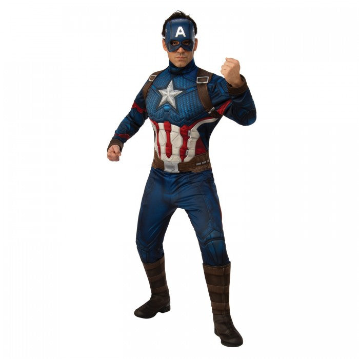 Front - Captain America Mens Deluxe Costume