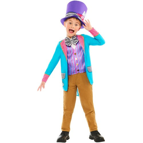 Front - Alice In Wonderland Childrens/Kids Mad Hatter Costume