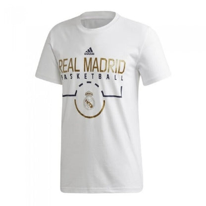 Front - Real Madrid CF Unisex Adult Adidas Basketball T-Shirt