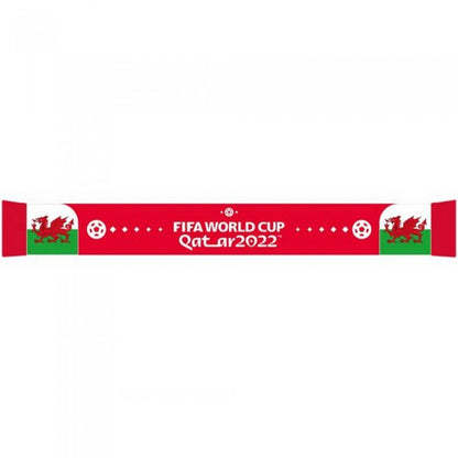 Front - Wales World Cup 2022 Jacquard Knitted Winter Scarf
