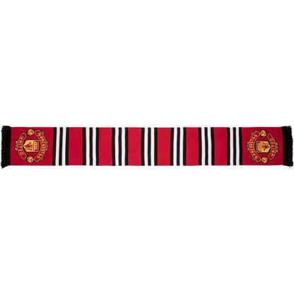Front - Manchester United FC Stripe Jacquard Knitted Scarf