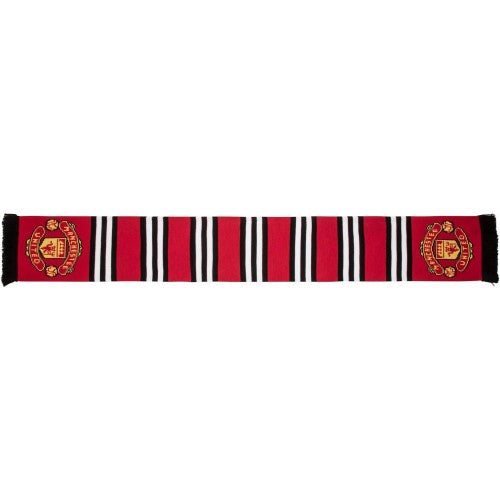 Front - Manchester United FC Stripe Jacquard Knitted Scarf
