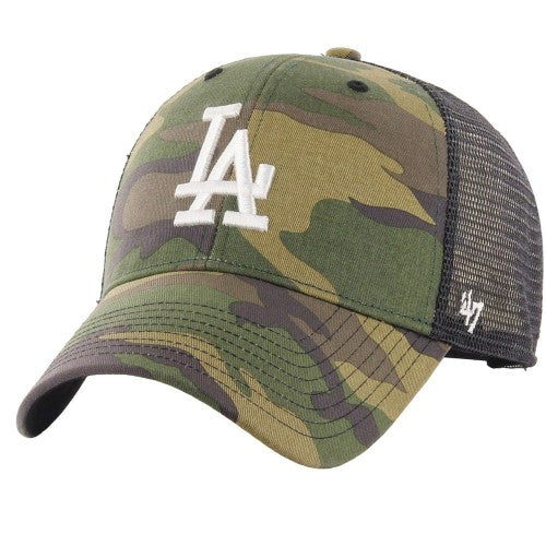 Front - Los Angeles Dodgers Branson 47 Camo Trucker Cap