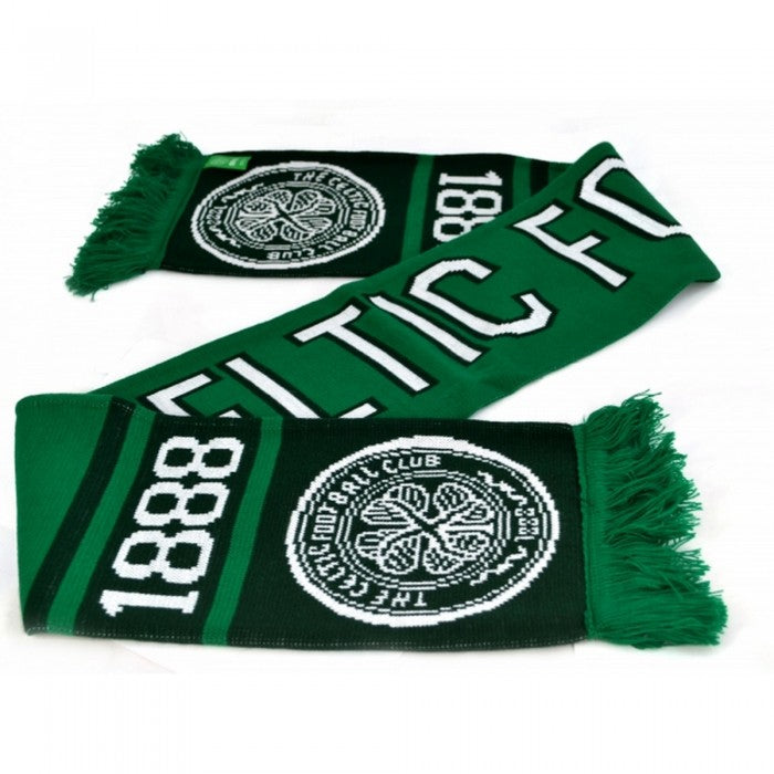 Front - Celtic FC Official Football Nero Jacquard Scarf