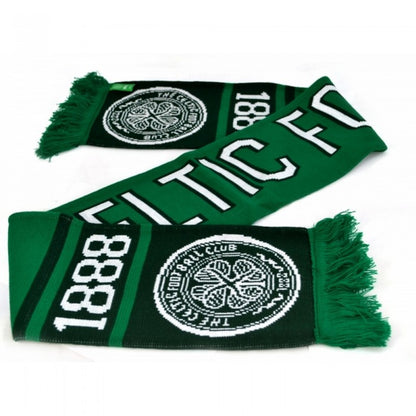 Front - Celtic FC Official Football Nero Jacquard Scarf