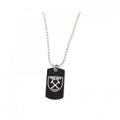 Front - West Ham United FC Stainless Steel Engraved Crest Dog Tag And Chain