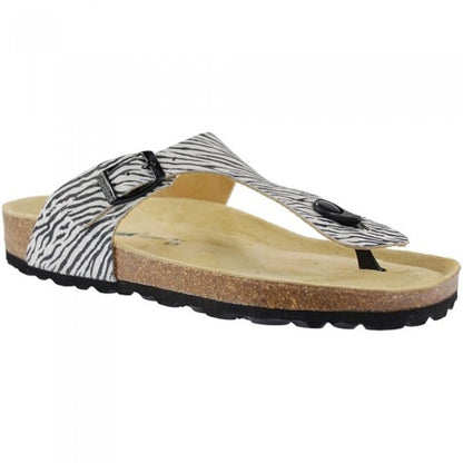 Front - Sanosan Womens/Ladies Geneve Africa Leather Flip Flops