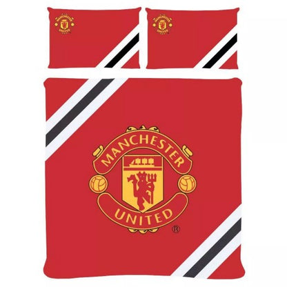 Front - Manchester United FC Stripe Reversible Duvet Cover Set