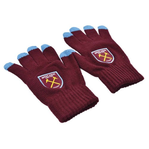 Front - West Ham United FC Unisex Adult Knitted Gloves