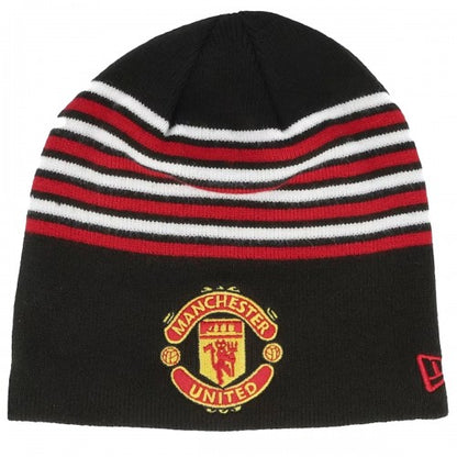 Front - Manchester United FC New Era Knitted Stripes Beanie