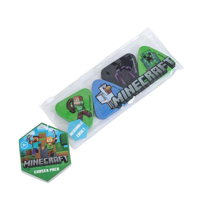 Multicoloured - Side - Minecraft Characters Erasers Set (Pack of 4)