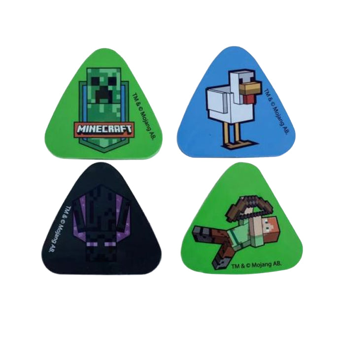 Multicoloured - Front - Minecraft Characters Erasers Set (Pack of 4)