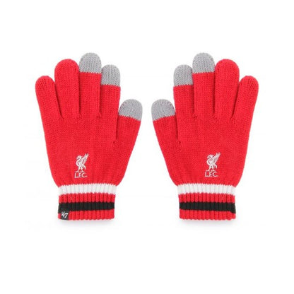 Front - Liverpool FC Childrens/Kids Touch Screen Knitted 47 Gloves