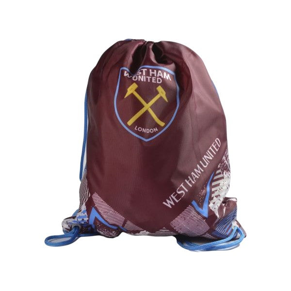 Claret-Yellow-Blue - Front - West Ham United FC Vector Gym Drawstring Bag