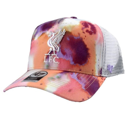 Front - 47 Unisex Adult MVP Liverpool FC Tie Dye Snapback Trucker Cap