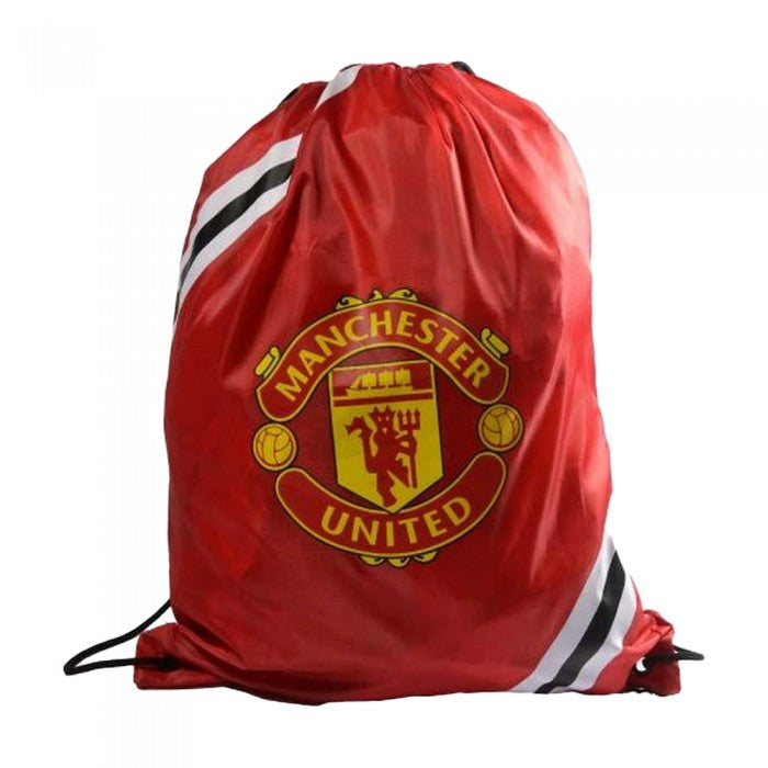Front - Manchester United FC Striped Drawstring Bag